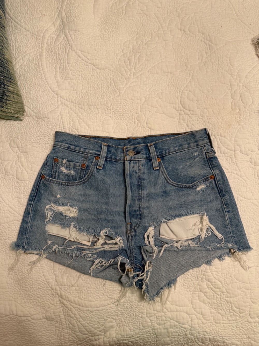 Levi's Distressed Blue Denim Jean Shorts